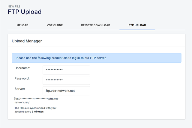 VOE Video Hosting FTP File Upload Manager